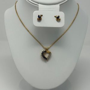 Avon 2004 Goldtone Heart September Birthstone Neckace and Earring Set